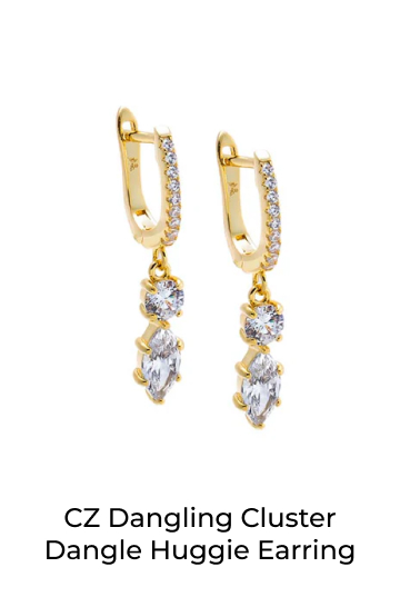 CZ Dangling Cluster Dangle Huggie Earring
