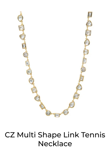 CZ Multi Shape Link Tennis Necklace