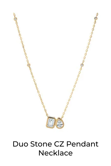 Duo Stone CZ Pendant Necklace