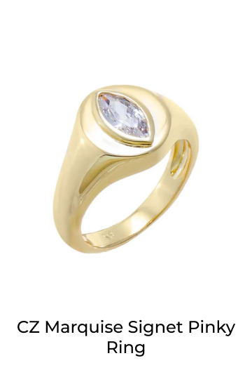 CZ Marquise Signet Pinky Ring
