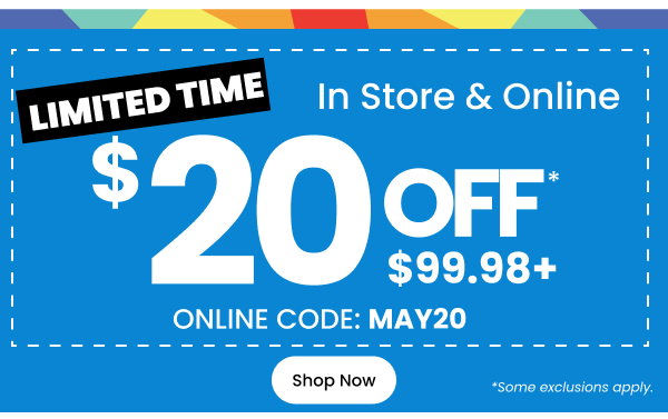 Limited Time In Store and online $20 Off $99.98 Get Coupon Online Code: EXTRA10