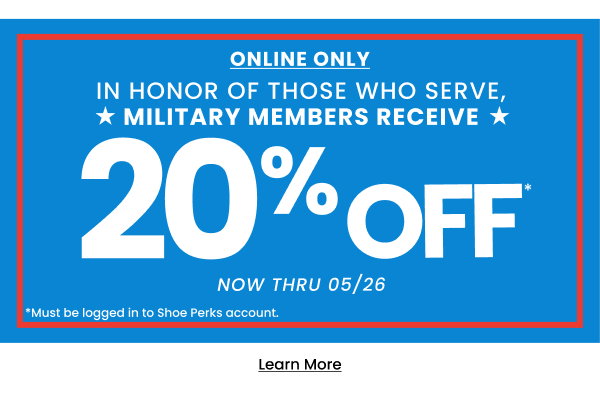 Online Only In Honor of those who serve military members recieve 20% off now through 05/26