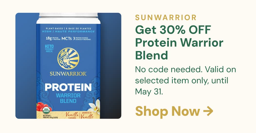 SUNWARRIOR Extra 30% OFF Protein Warrior Blend No code needed. Valid on selected item only, until May 31.