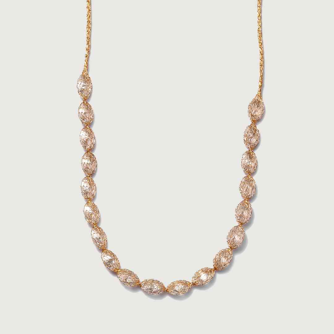 Image of Dewdrop Mesh Necklace in 9K Gold