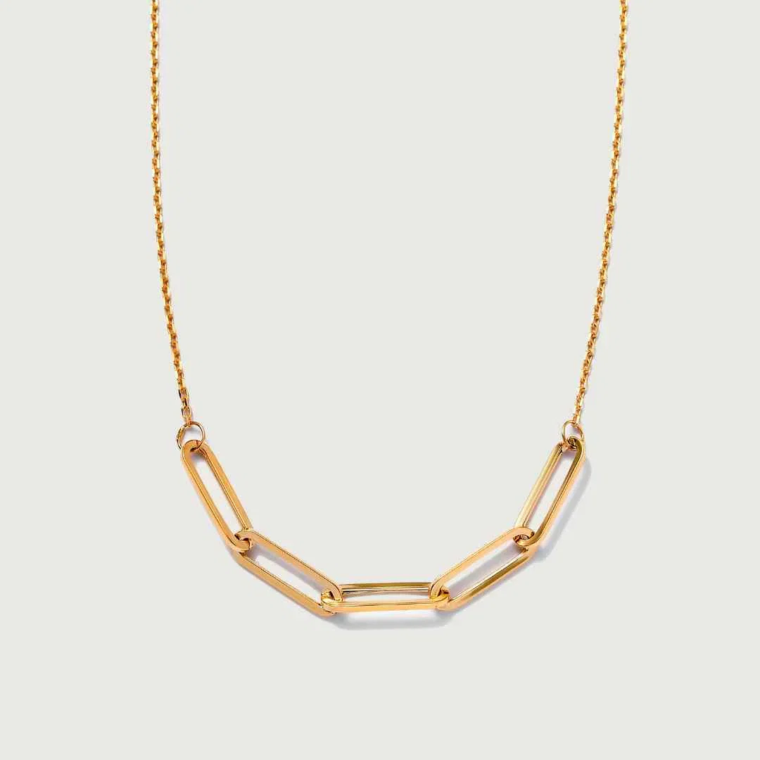 Image of Gold Essential Fusion Paperclip Necklace in 9K Gold