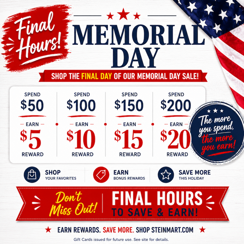 Shop Memorial Day Bonus Event at Steinmart.com