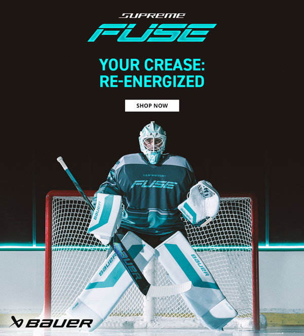 Bauer Supreme Fuse Goalie Equipment. Your crease: re-energized.