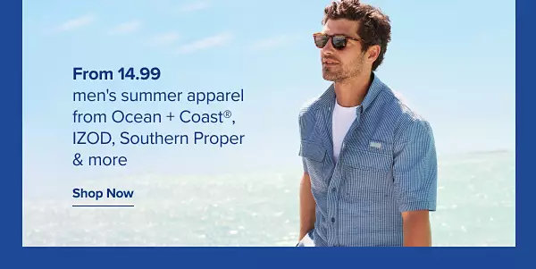 A man in a blue button up. From 14.99 men's summer apparel from Ocean and Coast, Izod, Southern Proper and more. Shop now.