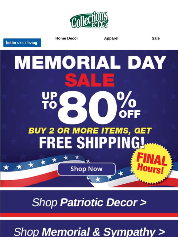 Final Hours! Memorial Day Sale Ends Soon – Up to 80% Off