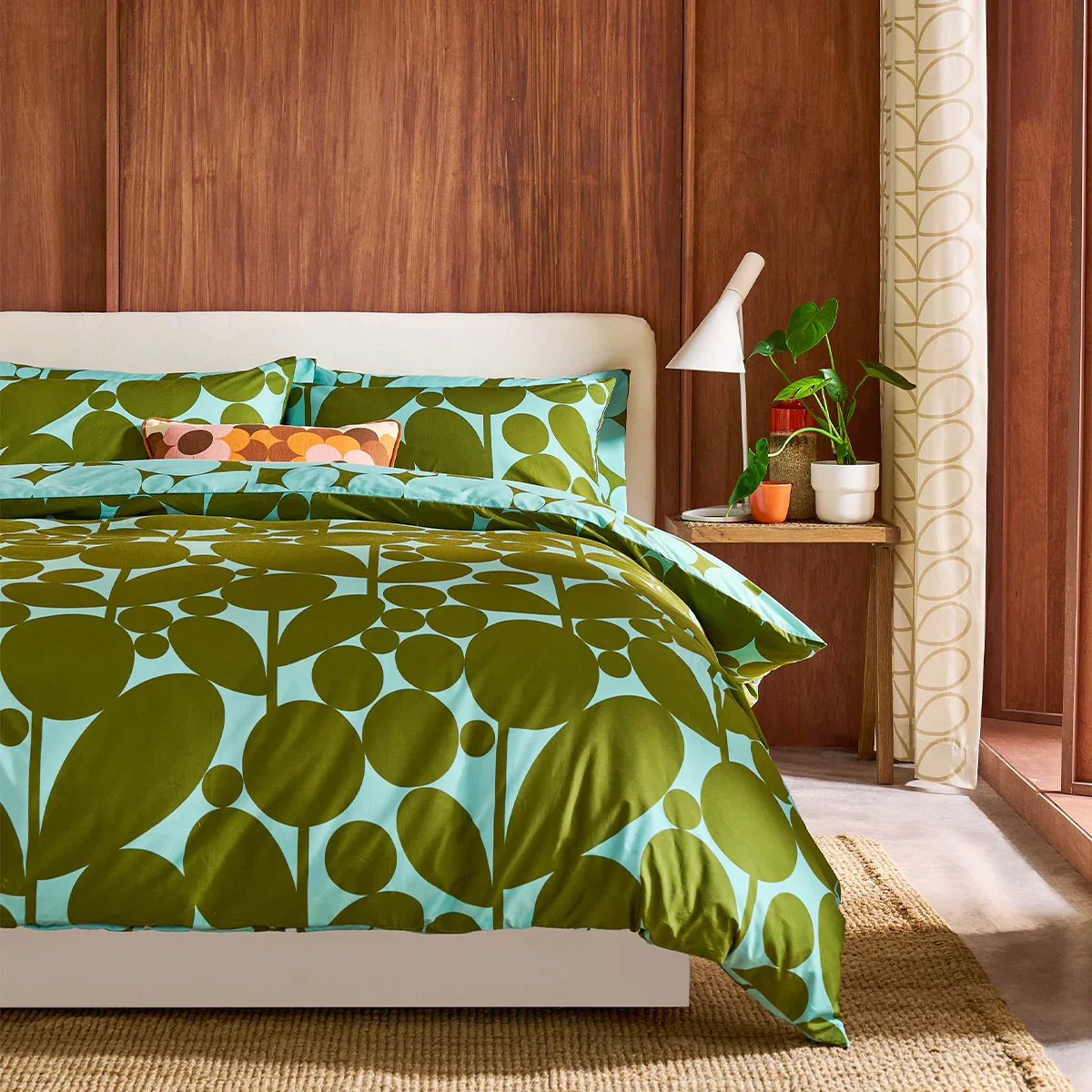 Image of Bubble Flower Reversible Bed Linen Set - Aqua Seagrass