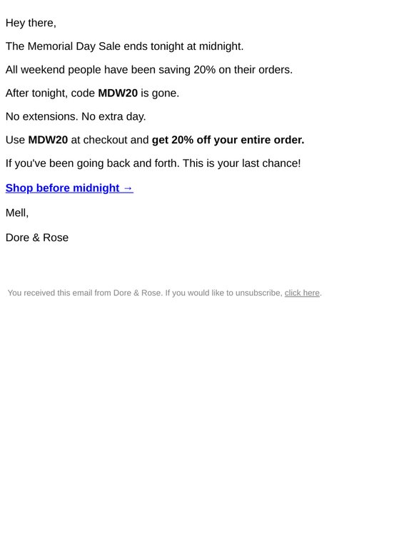 The Memorial Day Sale ends tonight