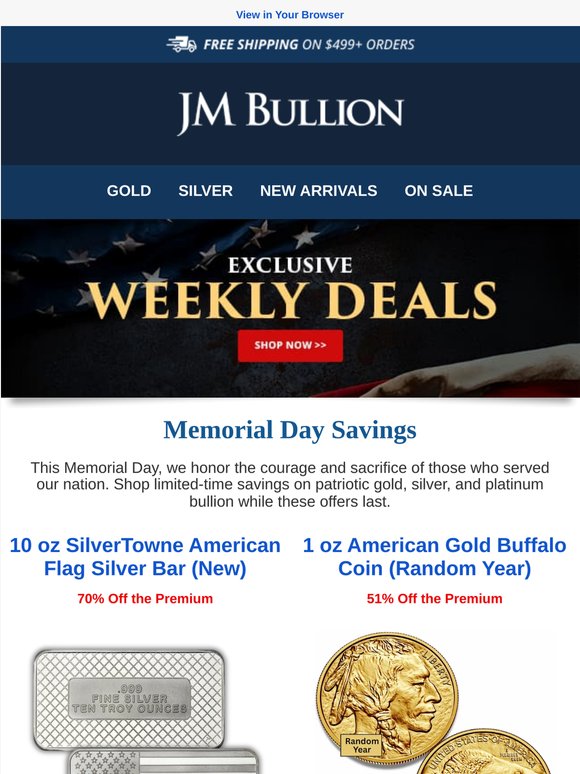 Memorial Day Savings on American Bullion