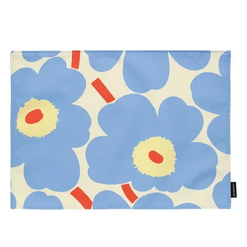 Pieni Unikko Outdoor tovaglietta, bianco sporco-blu chiaro-melone-rosso