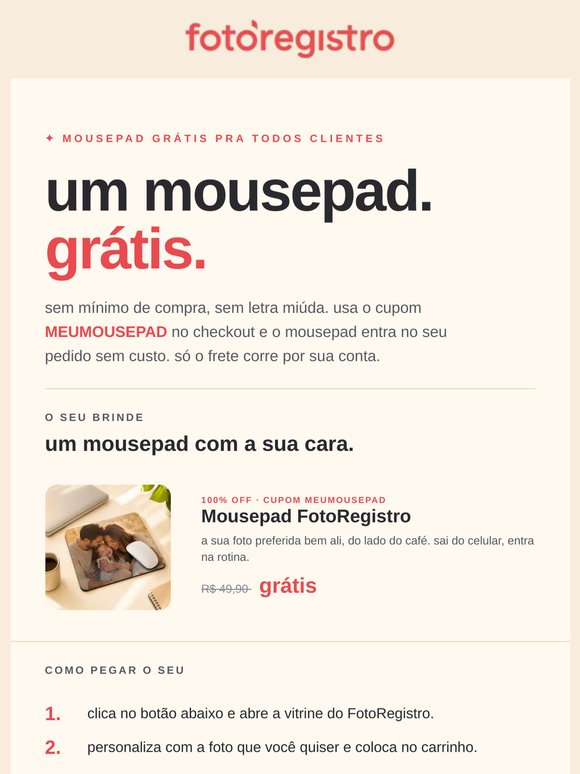 um mousepad grátis pra você 😄