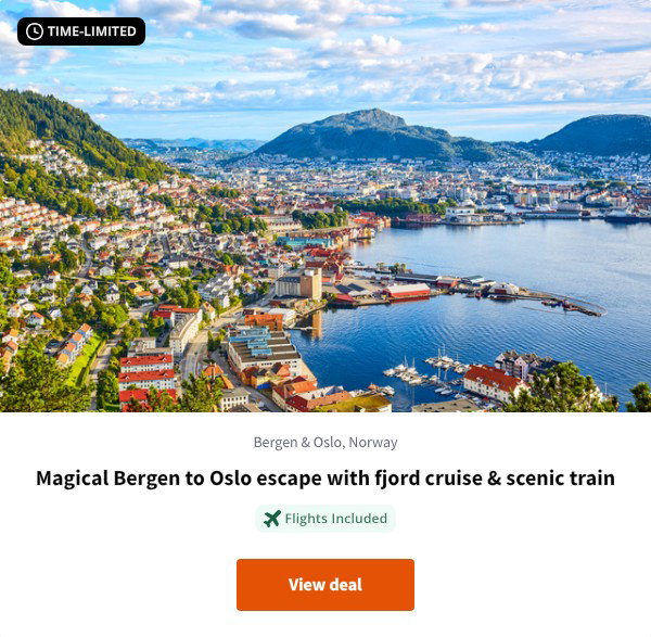 Magical Bergen to Oslo escape with fjord cruise & scenic train