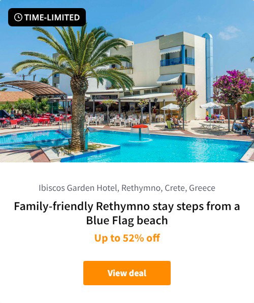 Family-friendly Rethymno stay steps from a Blue Flag beach