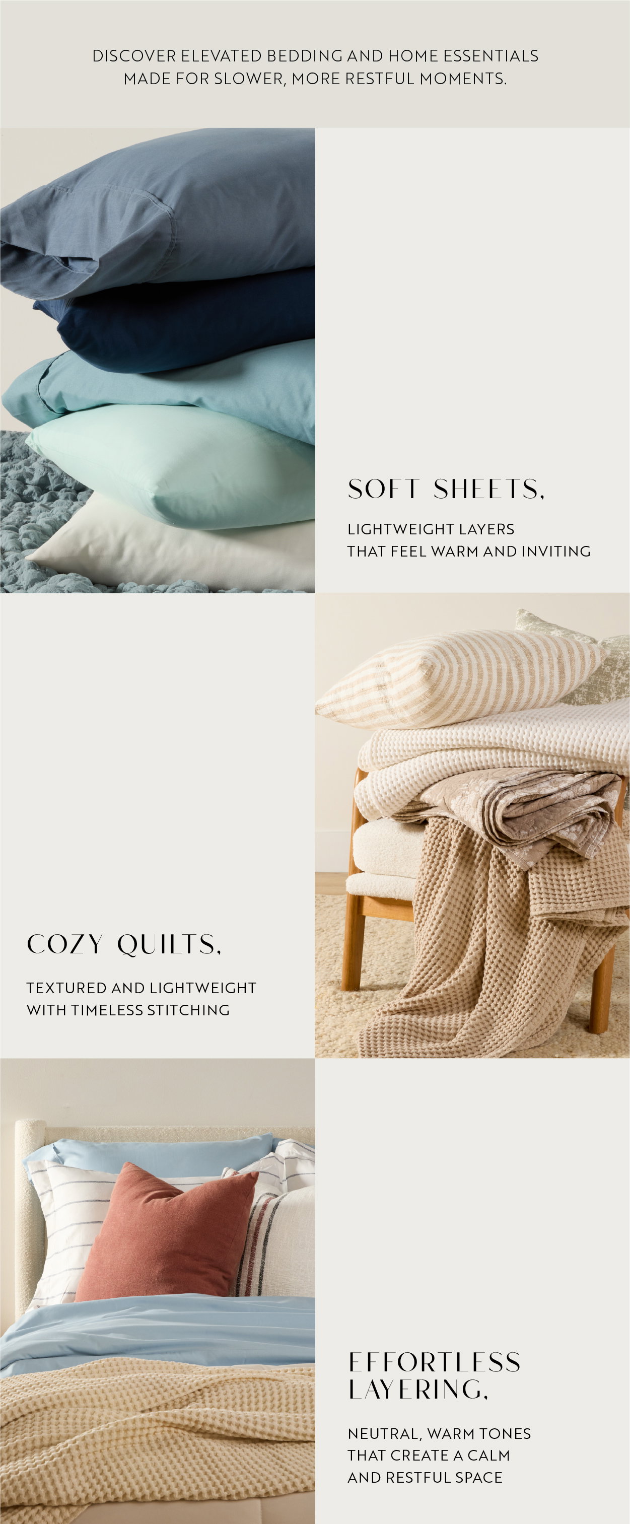 Discover elevated bedding and home essentials made for slower, more restful moments.