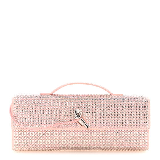 BOTTEGA VENETA Nappa Crystal Long Andiamo Top Handle Clutch Rose