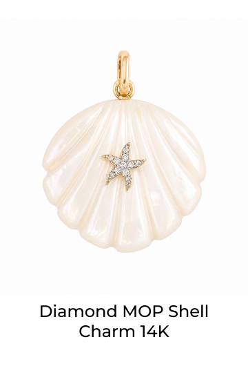 Diamond MOP Shell Charm 14K