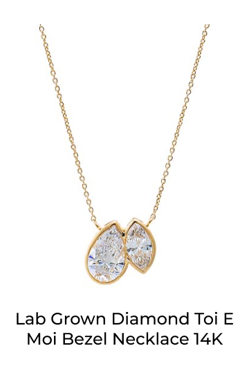 Lab Grown Diamond Toi E Moi Bezel Necklace 14K