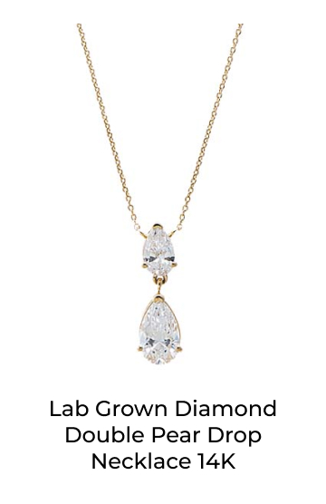Lab Grown Diamond Double Pear Drop Necklace 14K