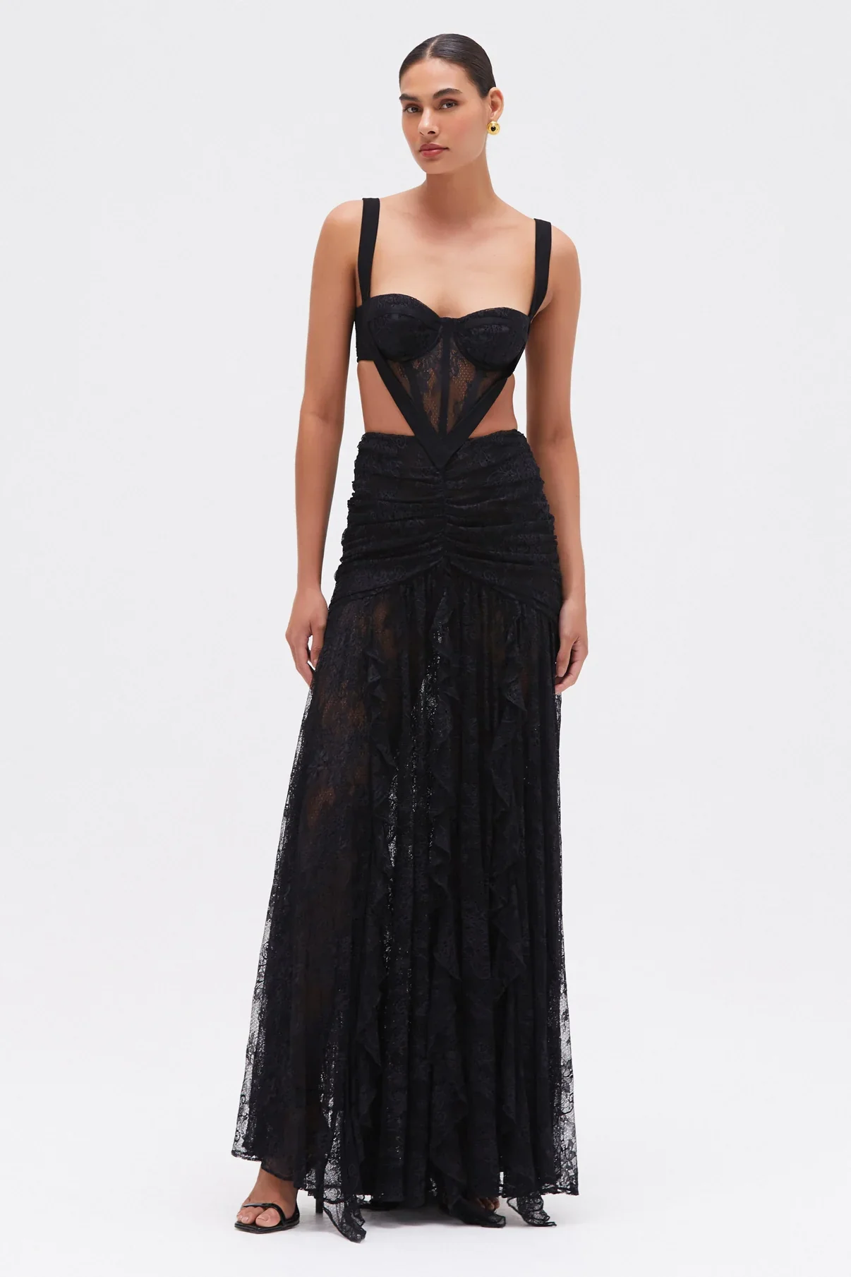Image of Laila Lace Cut Out Gown - Black