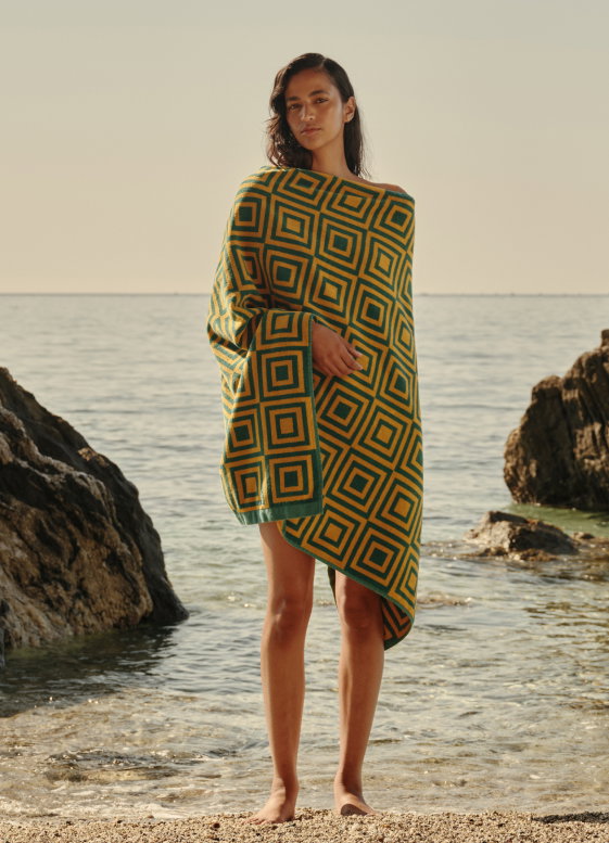 Serviette tomette jaune et verte
