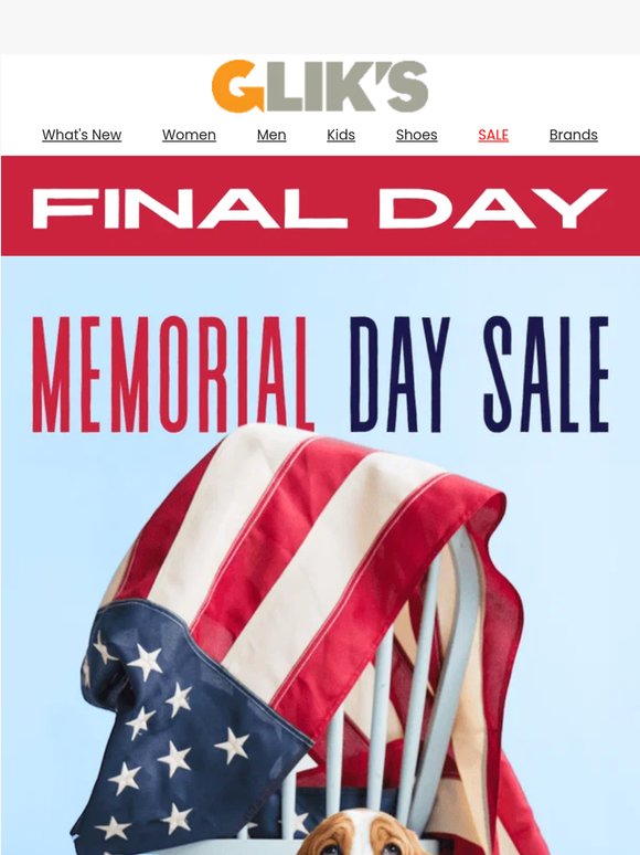Our Memorial Sale Ends Tonight