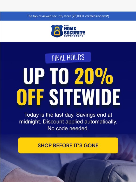 Final hours: Up to 20% off ends tonight