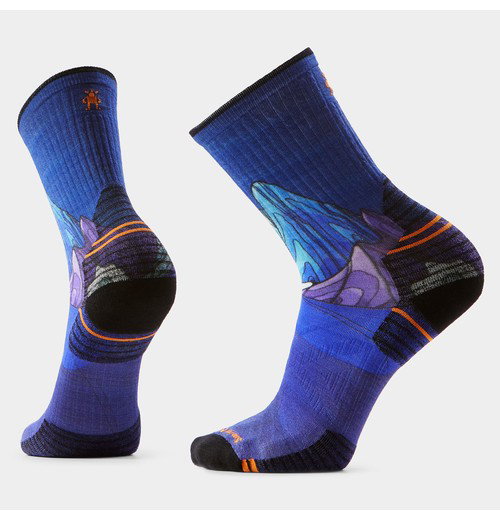 Hike Mountain Myth Print Crew Socks-Deep Navy / L