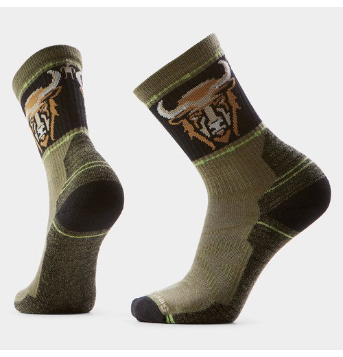Hike Bison Crew Socks-Winter Moss / L