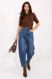 High Waisted Balloon Fit Jeans with Ribbon Belt