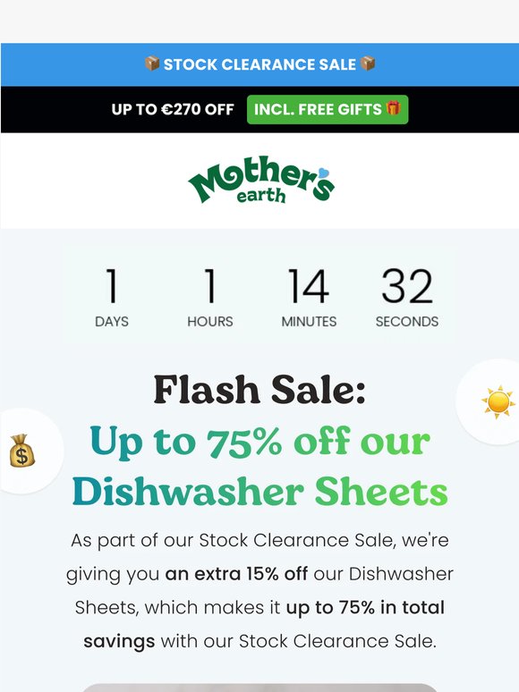 Flash Sale: Up to 75% off Dishwasher Sheets 🤑