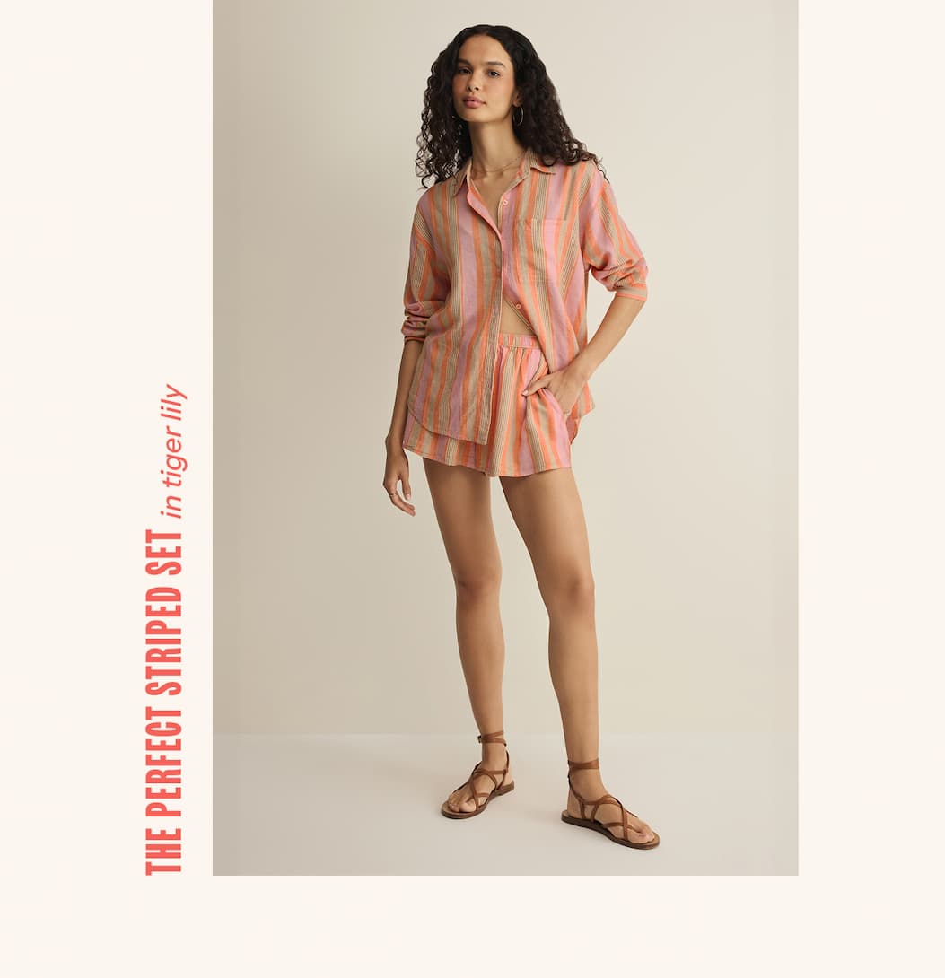 Shop The Perfect Striped Set In Tiger Lily
