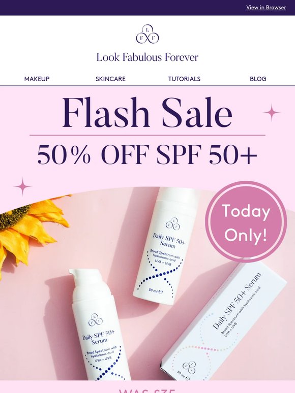 ☀️ Flash Sale: 50% Off SPF 50+ Today Only!