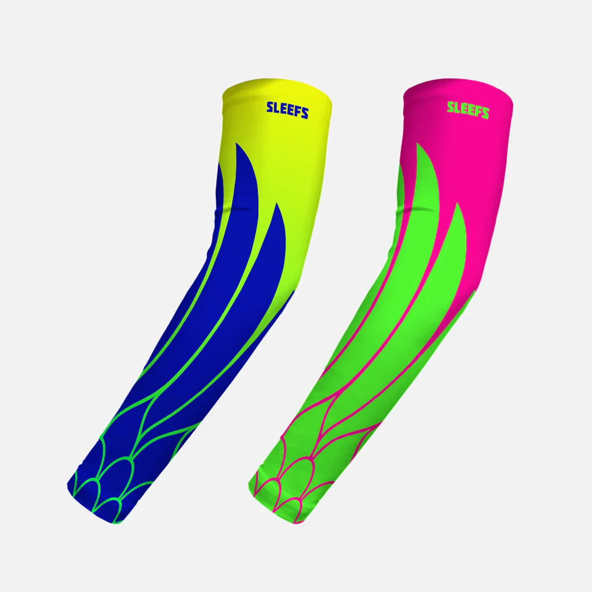 Image of Neon Wings Green and Pink Kids Arm Sleeves Pair