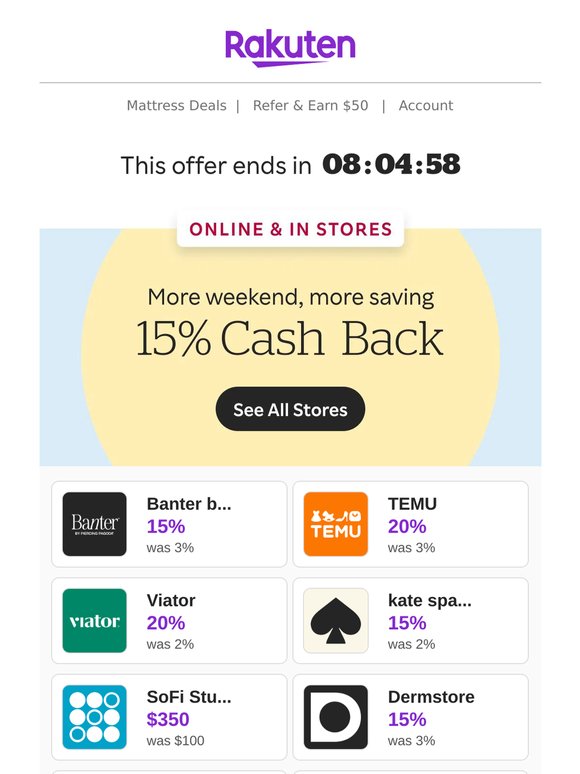 Don’t miss your 15% Cash Back exclusive! ⏳