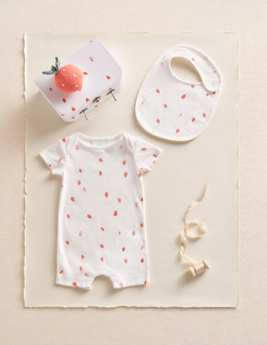 Organic Cotton Little Strawberry Welcome Baby Gift Set 0 to 6 months