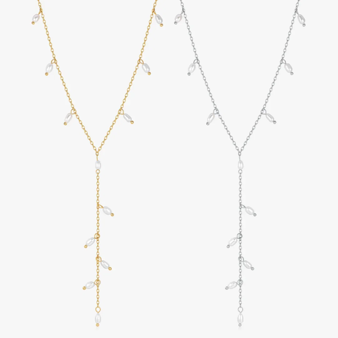 Lariat Mini Pearls Necklace