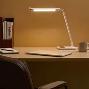 LED Desk Lamp White - Adjustable Arm Rotating Shade Dimmer