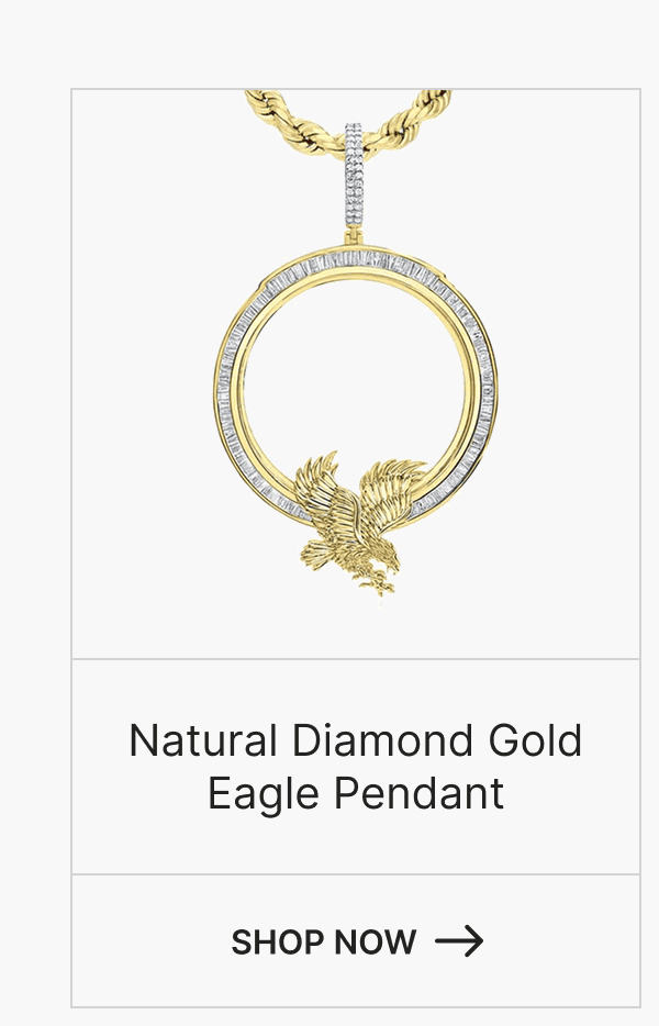 Natural Diamond Gold Eagle Pendant