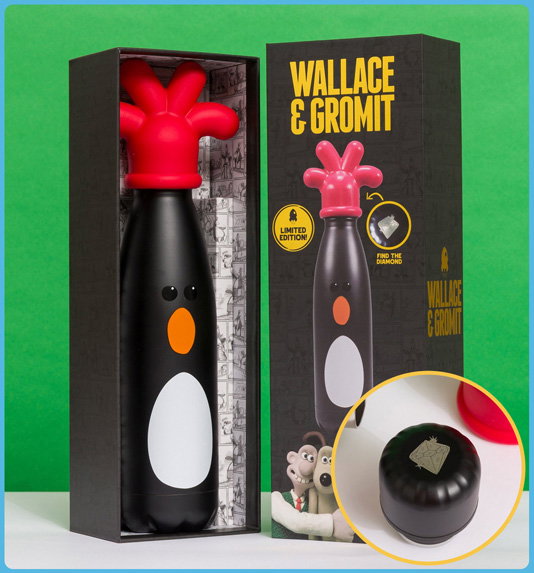 Limited Edition Aardman 50th Anniversary Wallace & Gromit Feathers McGraw Metal Water Bottle