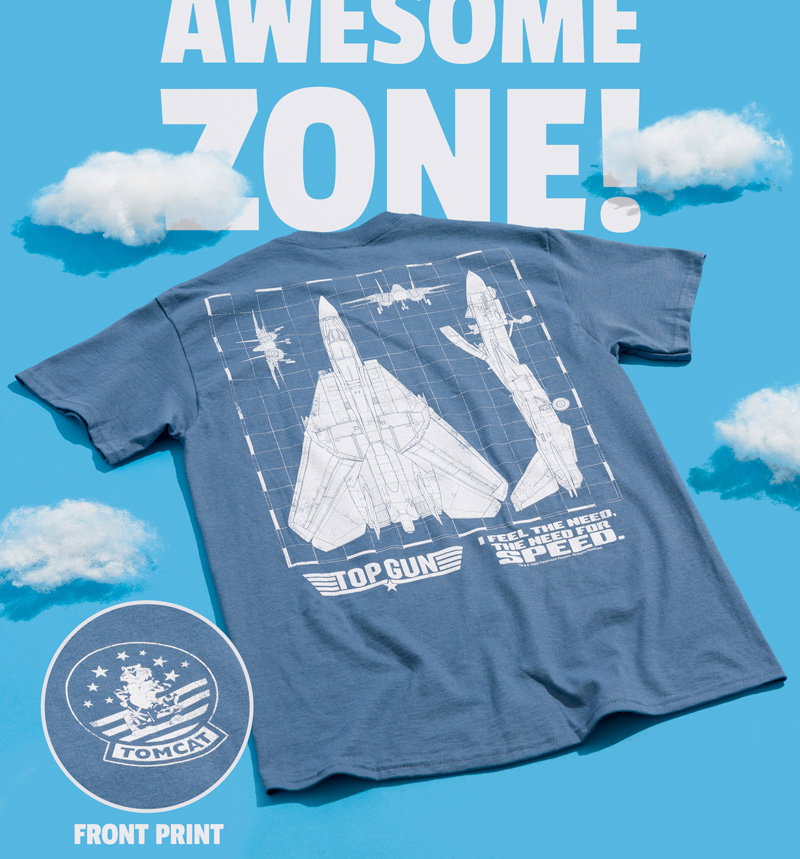 Top Gun Tomcat Blueprint Indigo Blue T-Shirt With Back Print