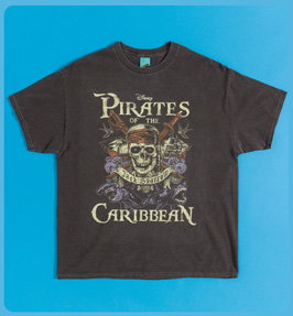 Disney Pirates Of The Caribbean Vintage Wash Charcoal T-Shirt