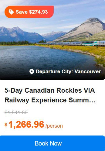 5-Day Canadian Rockies VIA Railway Experience Summer Tour from Vancouver: Banff, Yoho and Jasper National Park 4.7 (13 reviews) Tour Code: 279171