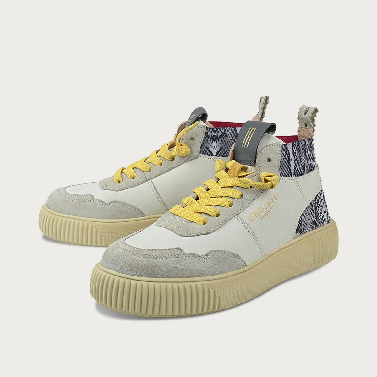 REBEKA Weiß Schlange Extra Leichter Sneaker aus Leder mit EASY-IN und Wechselfußbett