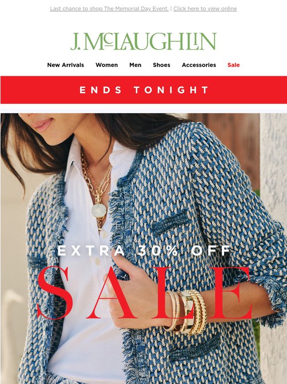 Hurry! Extra 30% off ends tonight