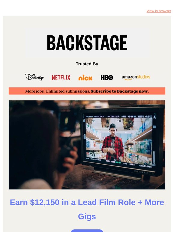 Earn $12,150 in a Lead Film Role + More Gigs