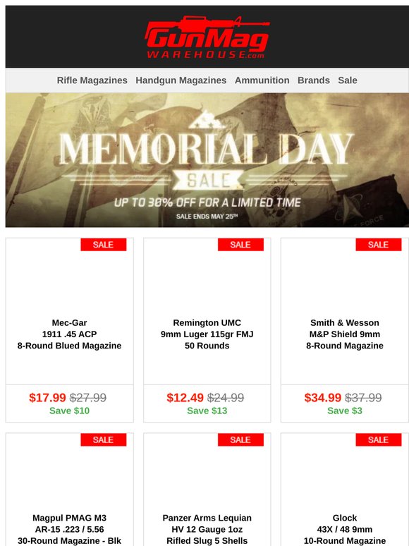 It's The Final Day Of Our Memorial Day Sale | Mec-Gar 1911 .45 ACP 8-Round Blued Mag for $18