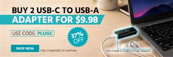 Buy 2 USB-C Female to USB-A Male Adapter for $9.98 Use Code: PLUGC 37% Off